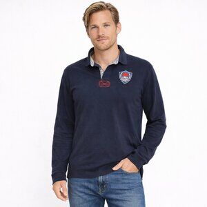 Vintage 90s Canterbury Navy Long Sleeve Rugby Shirt RARE Preppy Retro Travel